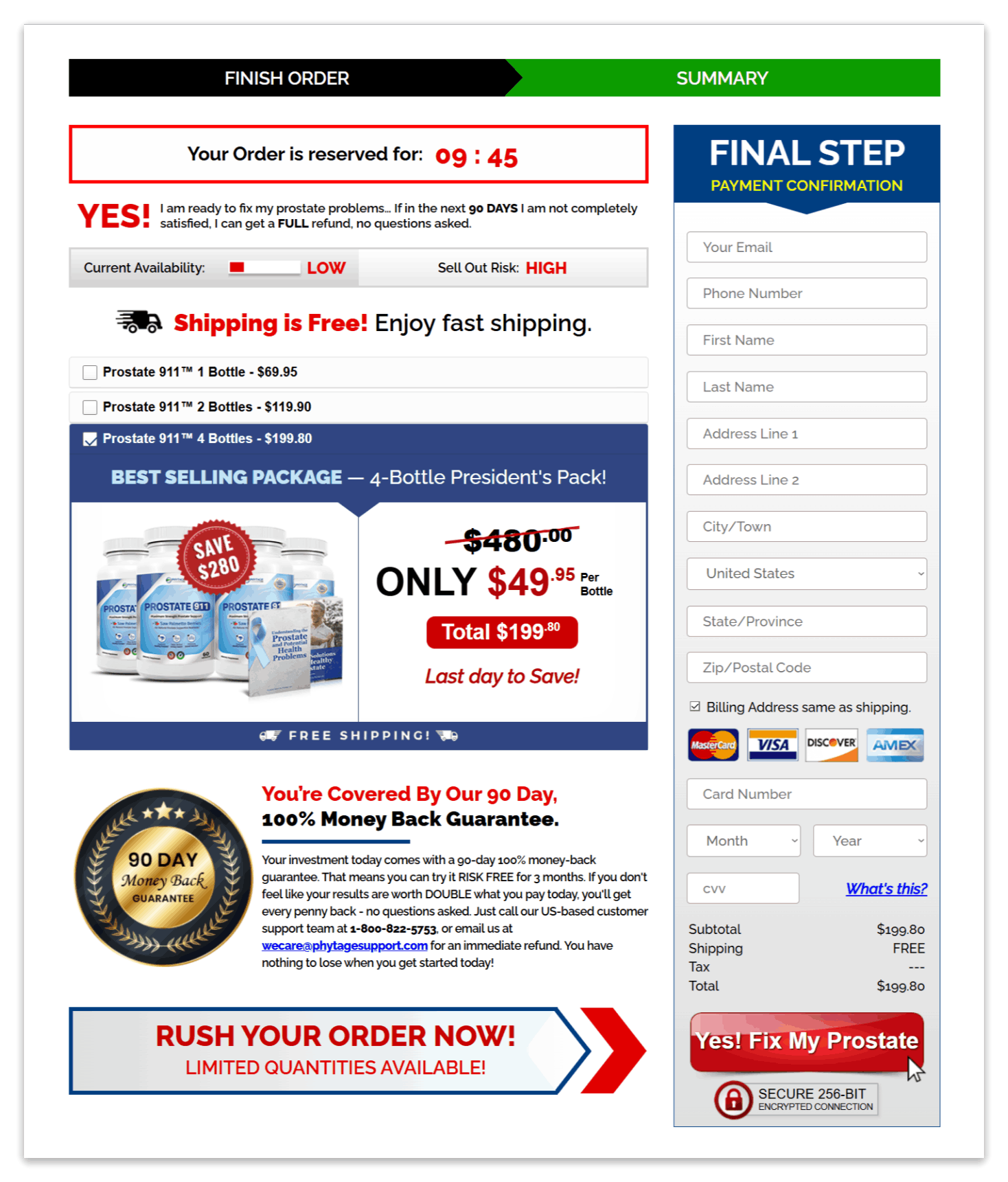 Prostate 911 buy now page